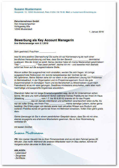 Initiativbewerbung Muster kostenlos
